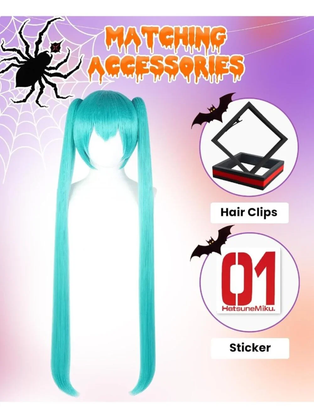 Women's Blue Green Cosplay Convenient Set Include Adjustable Wig Cap Headpiece